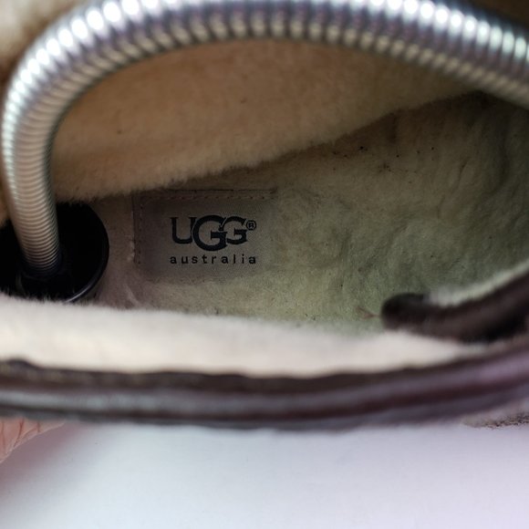 UGG Australia Lyle Mens Size 12 Brown Suede Sherpa Sheepskin Chukka Slipper Shoe - Picture 8 of 8